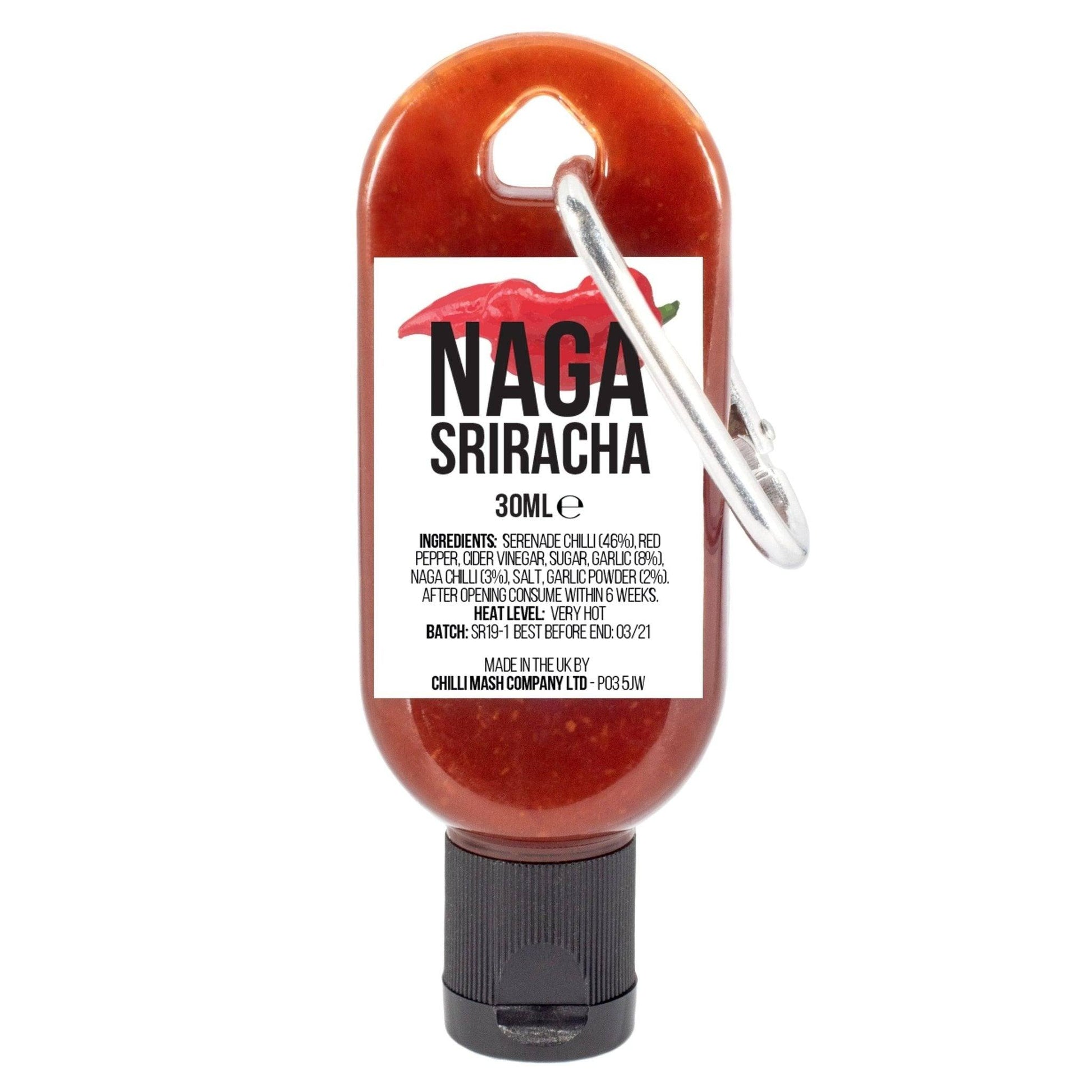 Mini Naga Sriracha Hot Sauce Keyring | 30ml | Chilli Mash Company Ltd | Ships Full - One Stop Chilli Shop