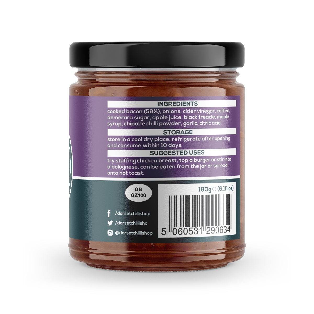 Bacon Jam | 180g | Dorset Chilli Shop | Smoky, Sticky, Spicy & Sweet - One Stop Chilli Shop