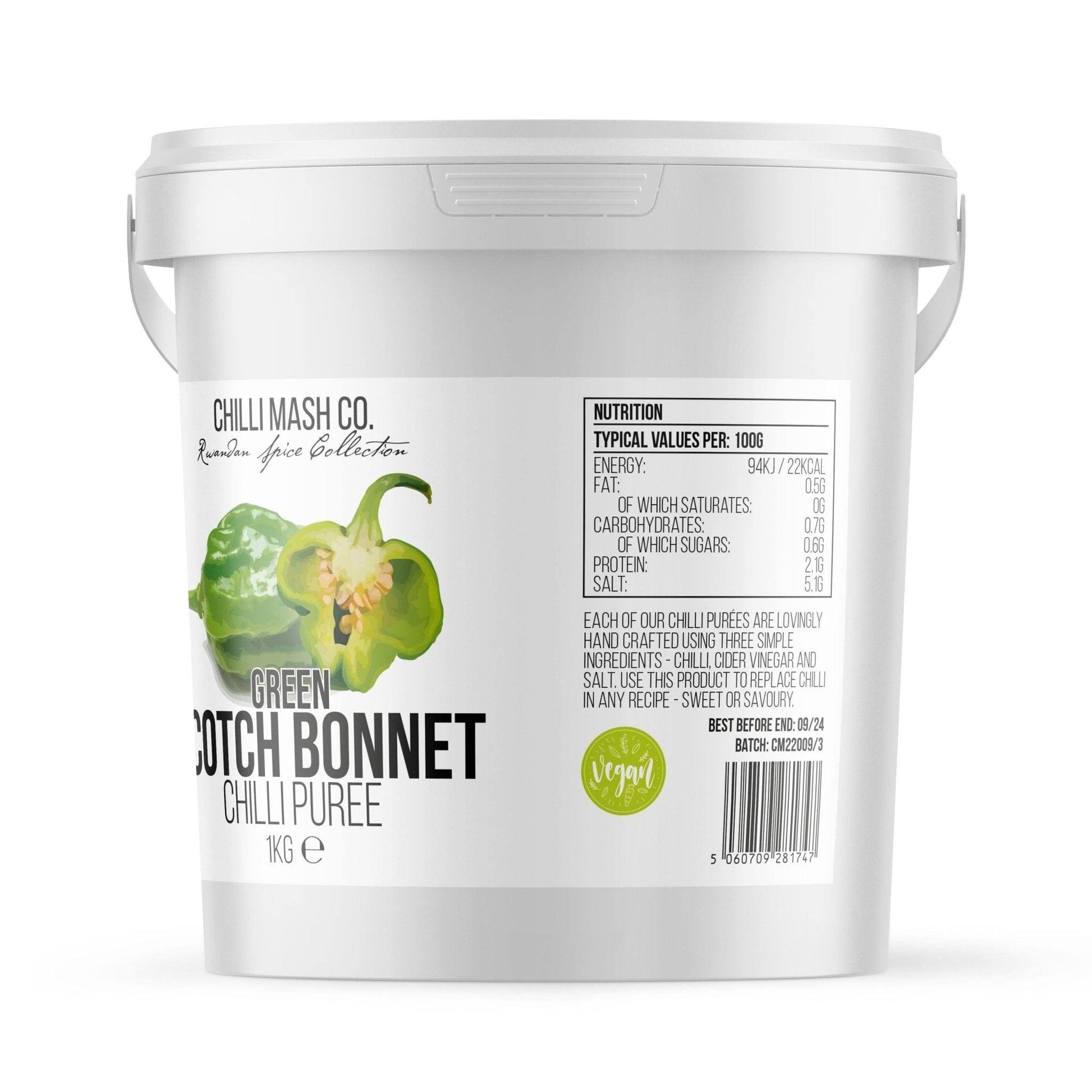 Green Scotch Bonnet Chilli Puree | 1kg | Chilli Mash Company - One Stop Chilli Shop